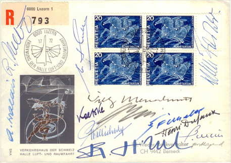 Sonderbrief I Eröffnung Halle Luft und Raumfahrt 1972 mehrfach signiert
